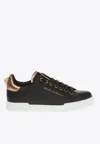 Dolce & Gabbana Embellished Leather Sneakers In Black