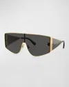 Dolce & Gabbana Sharp Rectangular Shield Sunglasses, 144mm In Gold