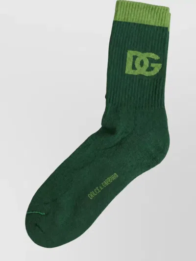 Dolce & Gabbana Logo Mid-calf Socks In Green