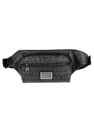 Dolce & Gabbana Logo Monogram Belt Bag In Black