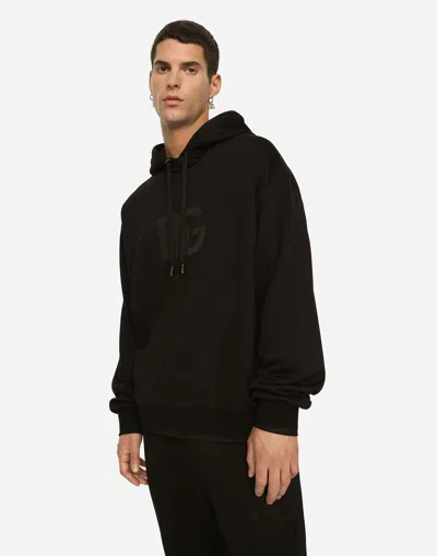 Dolce & Gabbana Logo Monogram Hooded Sweatshirt In Black