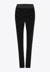Dolce & Gabbana Flocked Jersey Leggings With All-over Dg Logo In Black