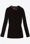 Dolce & Gabbana Logo Monogram Long-sleeved T-shirt In Brown