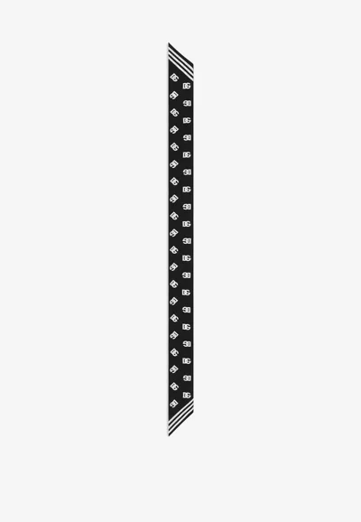Dolce & Gabbana Logo Monogram Silk Neckerchief In Black