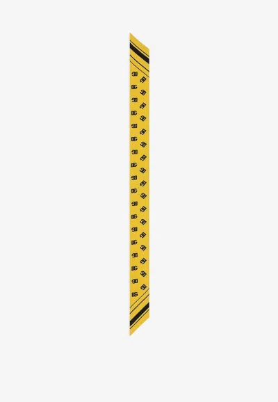 Dolce & Gabbana Logo Monogram Silk Neckerchief In Yellow