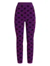 Dolce & Gabbana Jacquard Leggings Elastic Waistband In Purple