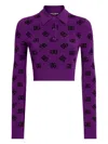 Dolce & Gabbana Long-sleeved Polo Shirt In Jacquard Viscose In Purple