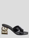 Dolce & Gabbana 75 Patent Leather Dg Heel Mules In Black