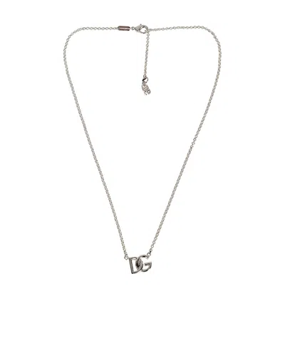 Dolce & Gabbana Logo Necklace In Gray