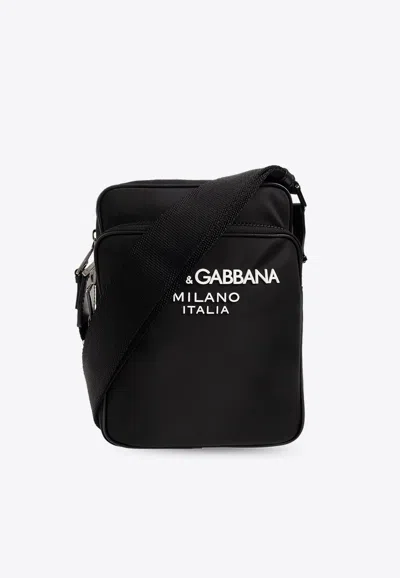 Dolce & Gabbana Logo Nylon Crossbody Bag In Black