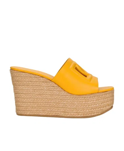 Dolce & Gabbana Logo Open-toed Heels In Nude | ModeSens