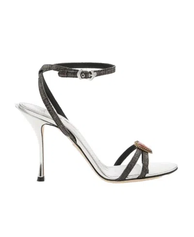 Dolce & Gabbana Logo Open-toed High-heel Sandals In White