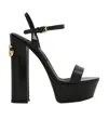 Dolce & Gabbana 145mm Patent Leather Platform Sandals In Black