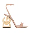 Dolce & Gabbana Patent Leather Sandals With Dg Pop Heel In Nude