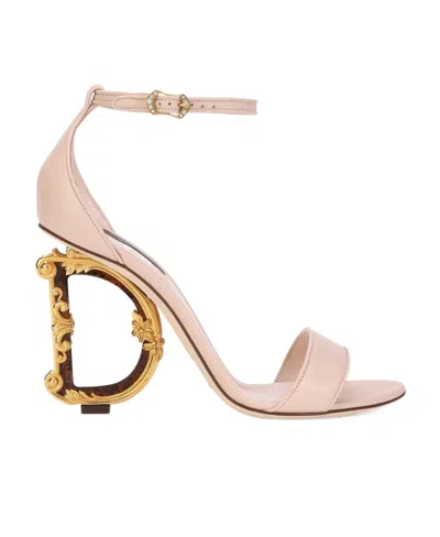 Dolce & Gabbana Logo Open-toed High-heeled Sandals In Pink