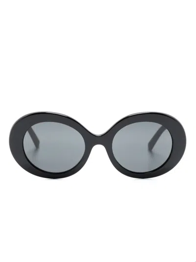 Dolce & Gabbana Logo Oval-frame Sunglasses In Black