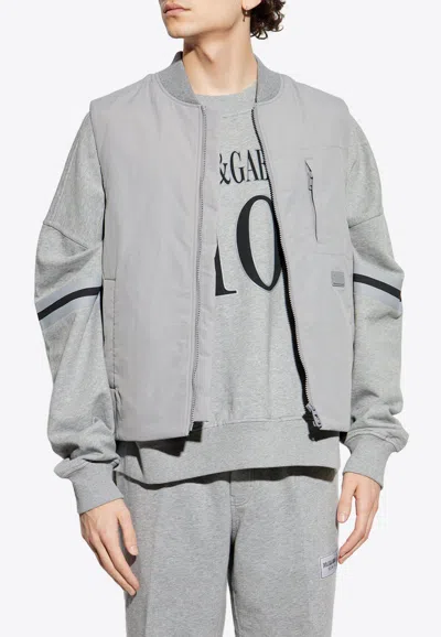 Dolce & Gabbana Logo Padded Vest In Gray