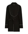 Dolce & Gabbana Piped Belted Shawl Jacket In Black