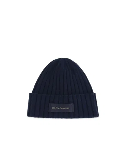Dolce & Gabbana Dolce  Gabbana Logo Patch Beanie In Blue