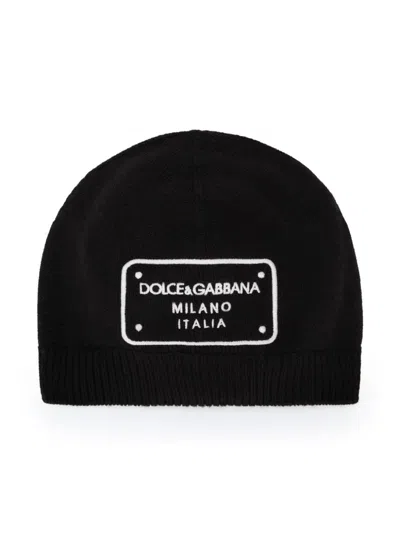 Dolce & Gabbana Kids' Logo-patch Beanie Hat In Black