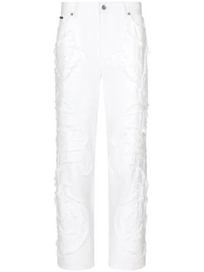 Dolce & Gabbana Boyfriend Jeans With Embroidery In White