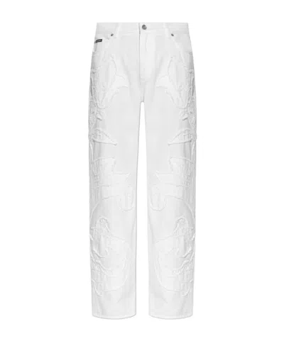 Dolce & Gabbana Logo-patch Boyfriend Jeans In White
