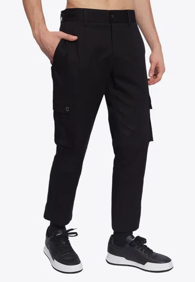 Dolce & Gabbana Logo-patch Cargo Pants In Black