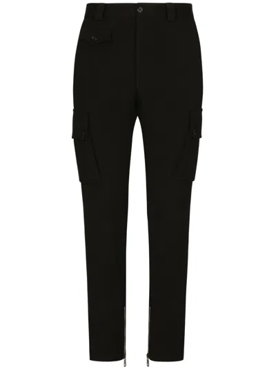 Dolce & Gabbana Logo-patch Cargo Trousers In Black