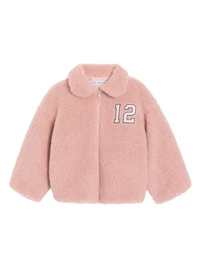 Dolce & Gabbana Kids' Logo-patch Coat In Pink