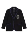 Dolce & Gabbana Logo-patch Contrast-border Wool Blazer In Blue
