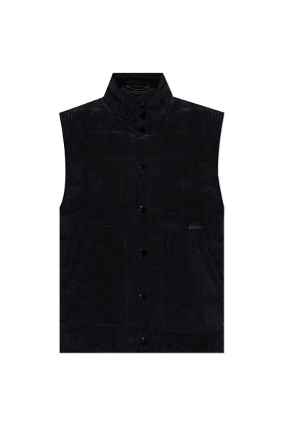 Dolce & Gabbana Logo Patch Corduroy Jacket In Nero