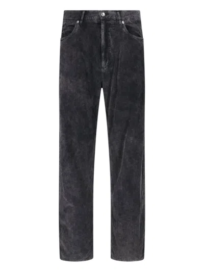 Dolce & Gabbana Logo Patch Corduroy Pants In Black