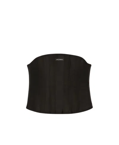 Dolce & Gabbana Logo-patch Corset-style Belt In Black