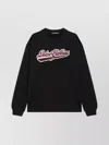Dolce & Gabbana Logo Patch Cotton Crew Neck Sweatshirt In Black