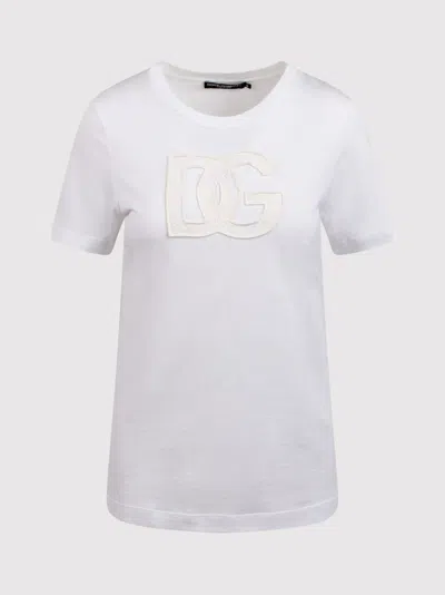 Dolce & Gabbana Logo-patch Cotton T-shirt In White