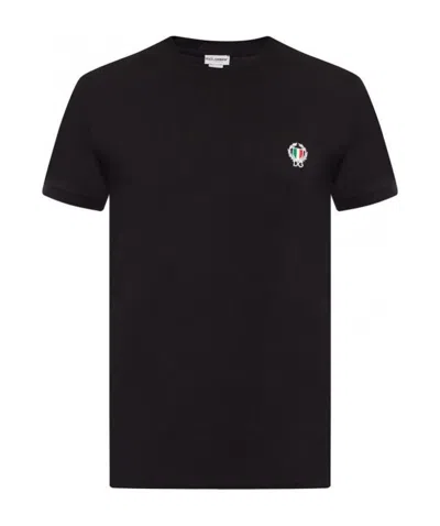 DOLCE & GABBANA DOLCE  GABBANA LOGO PATCH CREWNECK T-SHIRT