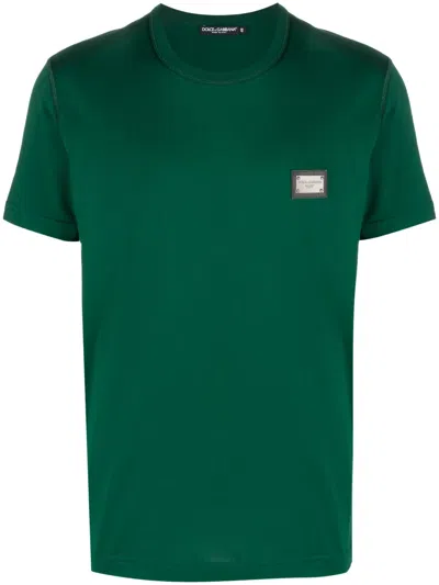 Dolce & Gabbana T-shirt Mit Logo-patch In Green
