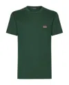 Dolce & Gabbana T-shirt Cotone Con Placca Logata In Green