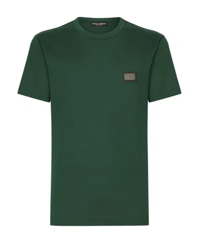 DOLCE & GABBANA DOLCE  GABBANA BRANDED-TAG CREWNECK T-SHIRT