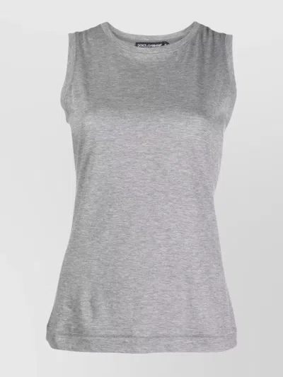 DOLCE & GABBANA LOGO-PATCH COTTON TANK TOP