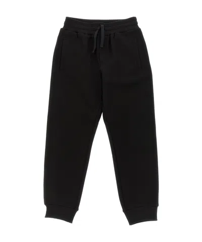 Dolce & Gabbana Logo-patch Cotton Track Pants In Black