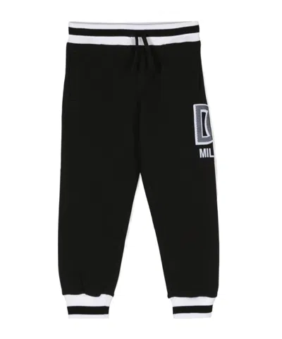 Dolce & Gabbana Kids' Logo-patch Cotton Track Pants In Black