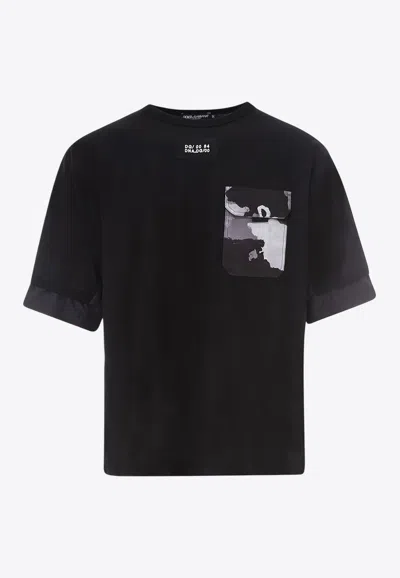 Dolce & Gabbana Logo Patch Crewneck T-shirt In Black