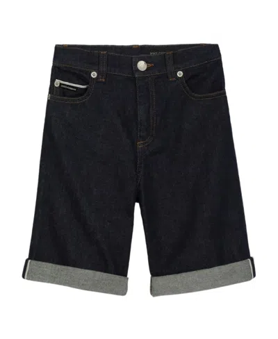 Dolce & Gabbana Kids' Logo-patch Denim Bermuda Shorts In Black