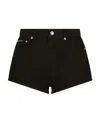 Dolce & Gabbana Logo Plaque High-waist Denim Shorts In Black