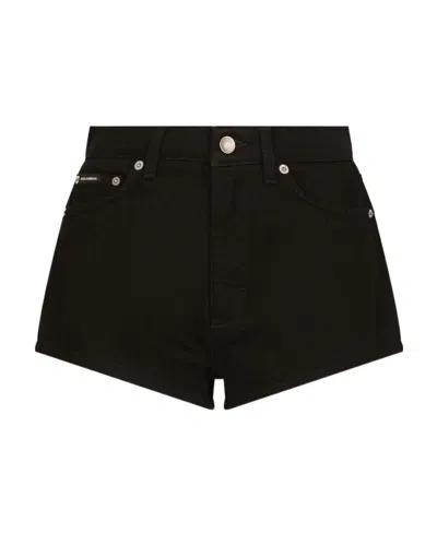 DOLCE & GABBANA DOLCE  GABBANA LOGO PLAQUE DENIM SHORTS