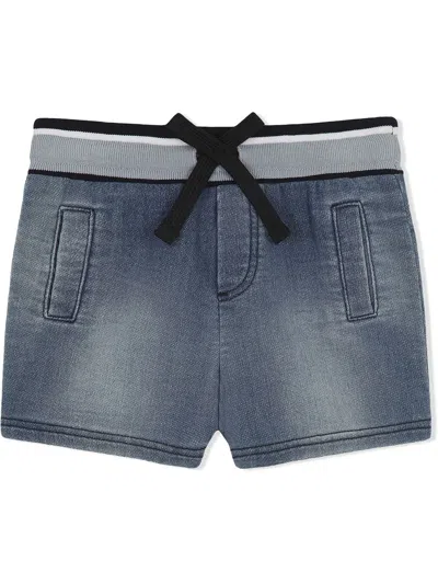 Dolce & Gabbana Babies' Jersey Denim Jogging Shorts In Azure