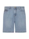 Dolce & Gabbana Logo-patch Denim Shorts In Blue