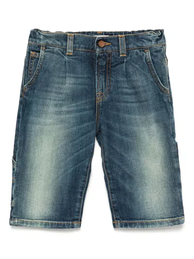 Dolce & Gabbana Kids' Logo Patch Denim Shorts In Blue
