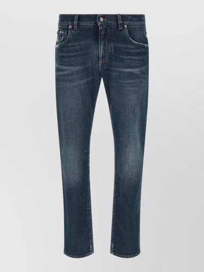 Dolce & Gabbana Navy Blue Straight Leg Jeans